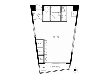 Fフラット(ワンルーム/3階)の間取り写真