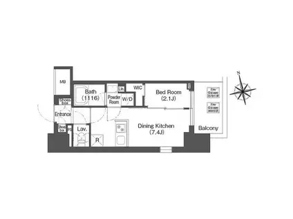 バウスステージ中野(1DK/2階)の間取り写真