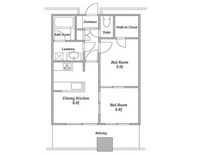プラザタワー勝どき(2DK/29階)の間取り写真