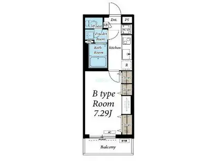 ヴィラ船橋(1K/1階)の間取り写真