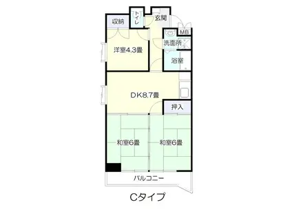 パレス上杉(3DK/11階)の間取り写真