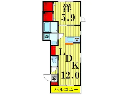 BRISE(1LDK/2階)の間取り写真
