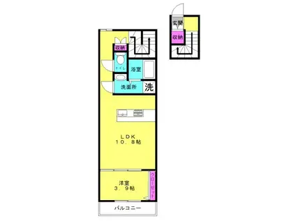 コティ加古川(1LDK/2階)の間取り写真