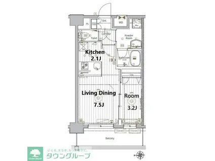 メイクスアート金山サウス(1LDK/8階)の間取り写真