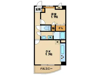 ロワール(1LDK/6階)の間取り写真