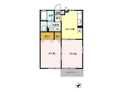 モナリエオガワ(2DK/2階)の間取り写真