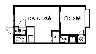 シャルム豊岡(1DK/2階)の間取り写真