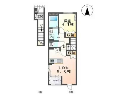 S LUNA II(1LDK/2階)の間取り写真