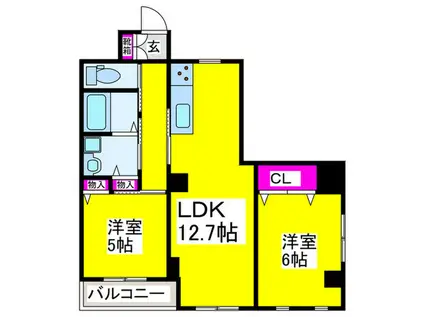 LE BONHER DE 三国ヶ丘(2LDK/2階)の間取り写真