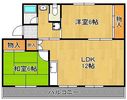 ヴィラナリー中間II4号棟(2LDK/2階)の間取り写真