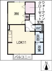 サンルーム戸田(1LDK/1階)の間取り写真