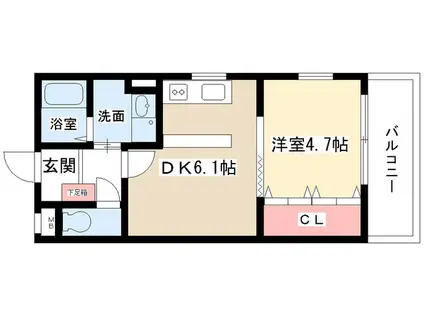 アルカディアVII(1DK/2階)の間取り写真