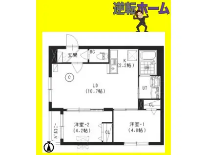 リリ円山北4(2LDK/1階)の間取り写真