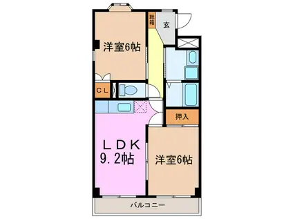 メゾンけやき(2LDK/2階)の間取り写真