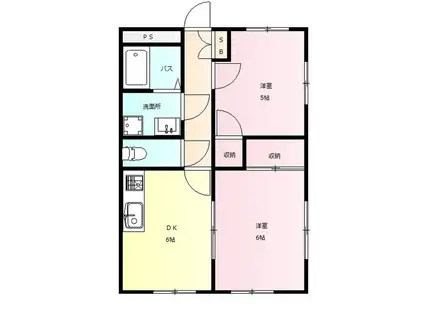 タカハシマンション(2DK/1階)の間取り写真