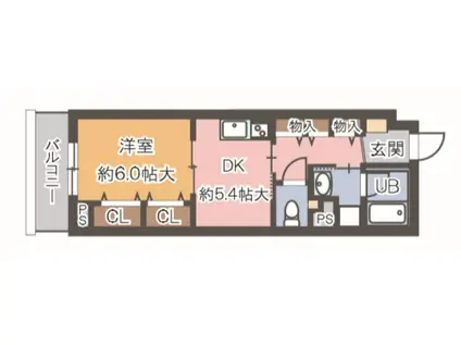 PINE VILLAGE(1DK/6階)の間取り写真