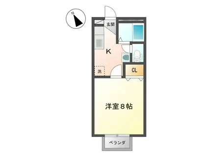 グランシェール蓬莱(1K/1階)の間取り写真