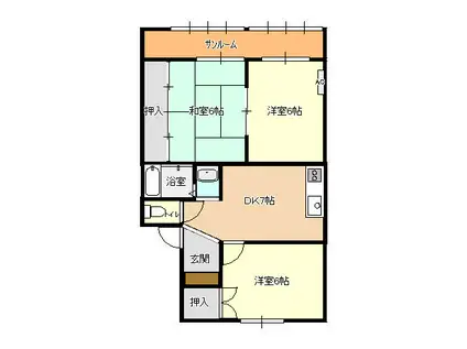 サンライズ1(3DK/1階)の間取り写真