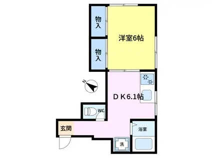 ジョイハウス(1DK/2階)の間取り写真