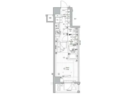 PREMIUM CUBE 武蔵小山(1K/2階)の間取り写真