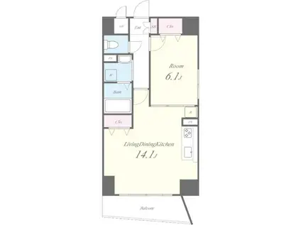 カーサ フェリーチェ(1LDK/9階)の間取り写真