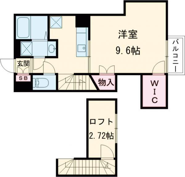 エスポワールシャトー愛子V(1K/2階)の間取り写真