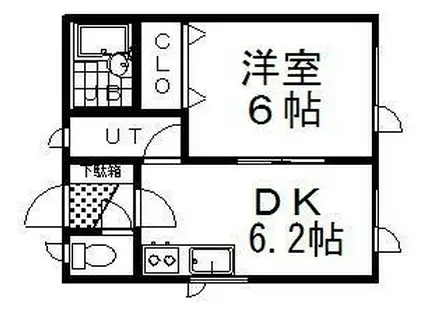 チェリー文苑(1DK/2階)の間取り写真