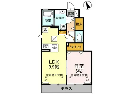 YAHATA HOUSE RAN(1LDK/1階)の間取り写真
