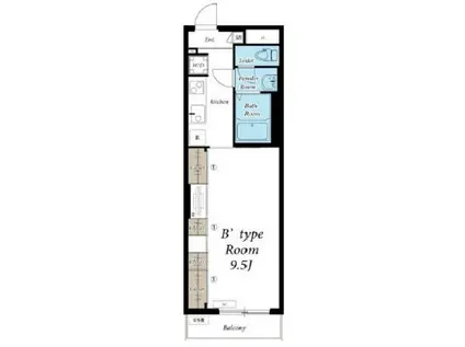 プレシア(1K/2階)の間取り写真