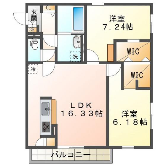 ハレオハナ(2LDK/1階)の間取り写真