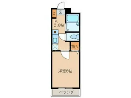 ルネ山王(1K/2階)の間取り写真