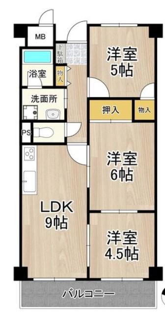 久光マンション(3LDK/2階)の間取り写真