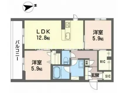 シャーメゾン カーサレジオ(2LDK/2階)の間取り写真