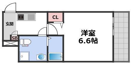 シャトーレ南巽(1K/1階)の間取り写真