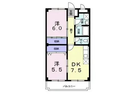 スクエアガーデン(2DK/3階)の間取り写真