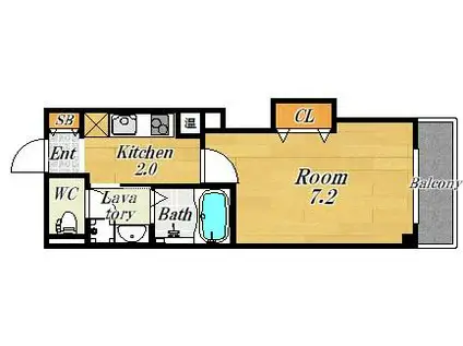 みおつくし春日出(1K/3階)の間取り写真