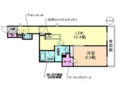 シャーメゾン テラス(1LDK/1階)の間取り写真
