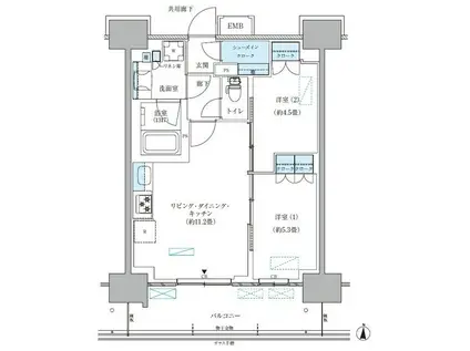 パークアクシス西大島コンフォートスクエア(2LDK/14階)の間取り写真
