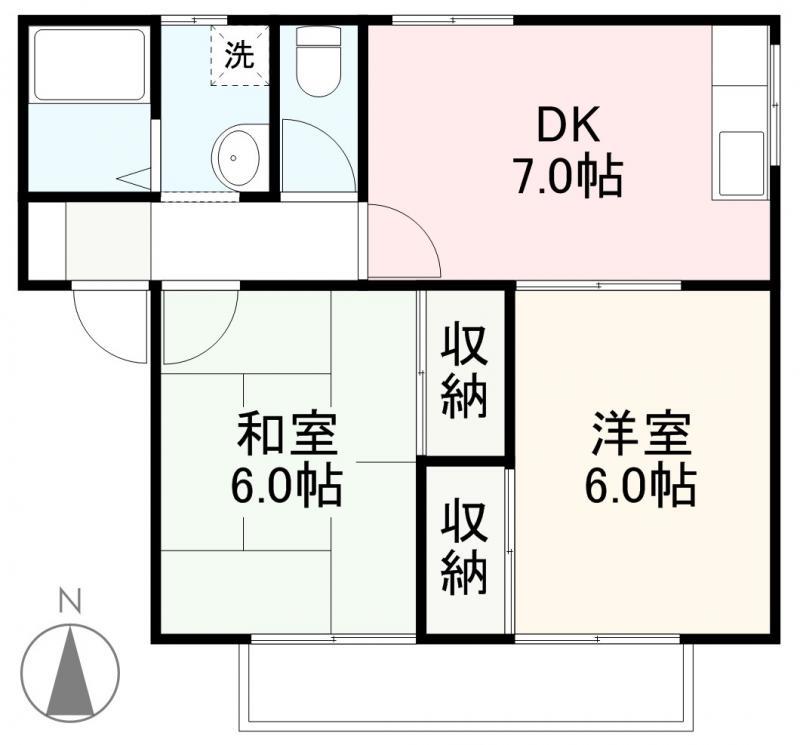 グランドコート東山崎(2DK/1階)の間取り写真