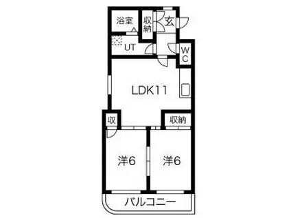ザ クレイドル(2LDK/3階)の間取り写真
