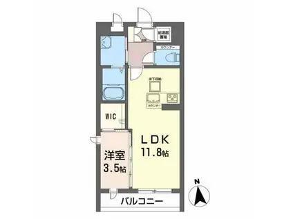 クレストI(1LDK/1階)の間取り写真