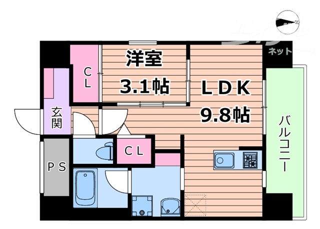 エル・セレーノ新大阪北(1LDK/10階)の間取り写真