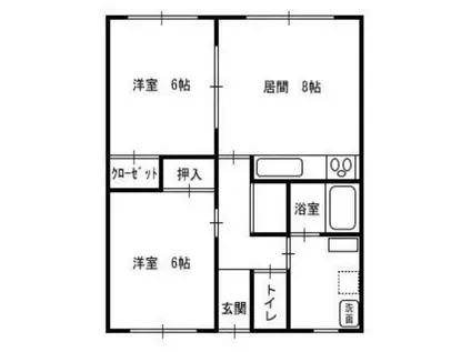 第6石塚コーポ(2LDK/2階)の間取り写真