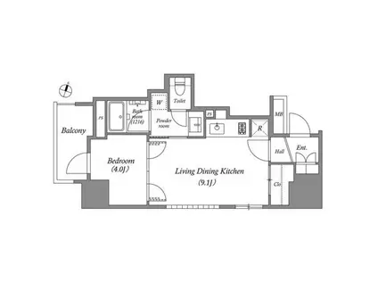 MARKS横浜戸部(1LDK/9階)の間取り写真