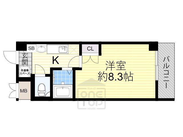 シャンヴェルジェ豊中Ⅱ(1K/2階)の間取り写真