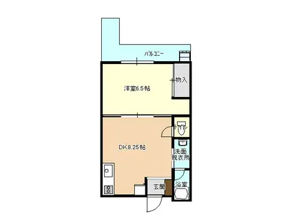 ライズビル(1DK/2階)の間取り写真