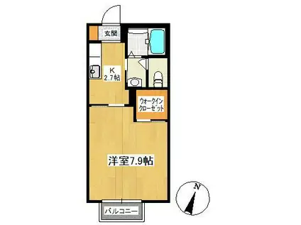 ヴィアーレ(1K/2階)の間取り写真
