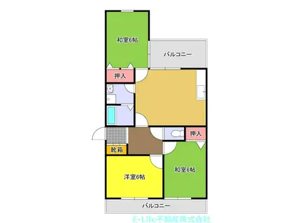 GREEN CABIN(3DK/2階)の間取り写真