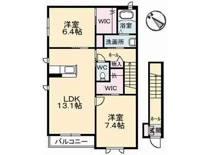サンライズ小松(2LDK/2階)の間取り写真