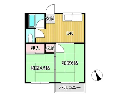 フジコーポ(2DK/2階)の間取り写真